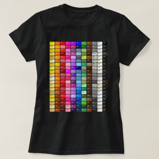 Hex-codes in kleurengrafiek t-shirt (Design voorkant)