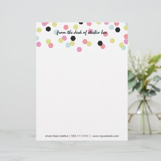 Hex Confetti Letterhead Briefhoofd Sjabloon (Staand voorkant)