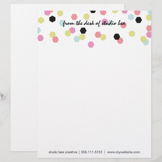 Hex Confetti Letterhead Briefhoofd Sjabloon (Voorkant / Achterkant)