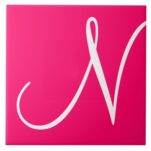 Hex ff0066 Kleurnummer Monogram keramische Tegel Tegeltje (Voorkant)