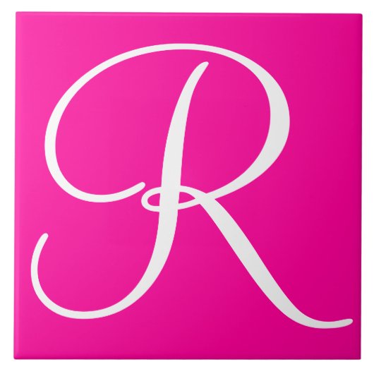 Hex ff0099 Kleurnummer Monogram keramische Tegel Tegeltje (Voorkant)