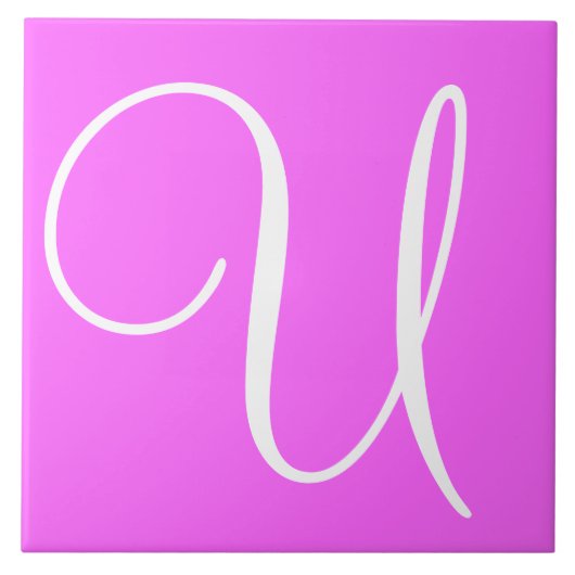 Hex ff66ff Kleurnummer Monogram keramische Tegel Tegeltje (Voorkant)