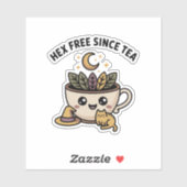 Hex Free Since Tea — gezellige heksenthee en -kat Sticker (Vel)