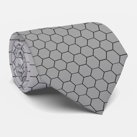 Hex Grid Gray Ombre Gray Stropdas (Opgerold)