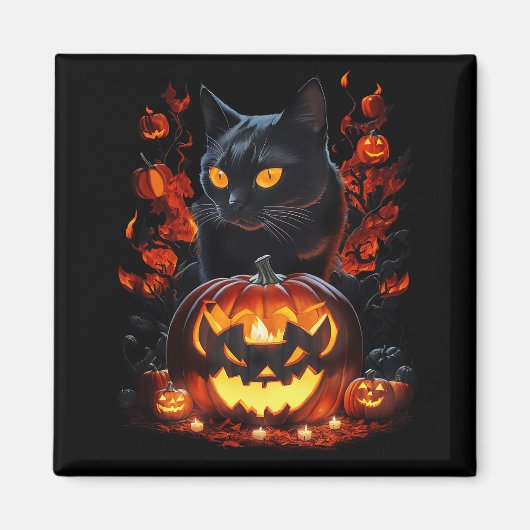 Hex, het Halloween zwarte kat T-shirt Magneet (Voorkant)