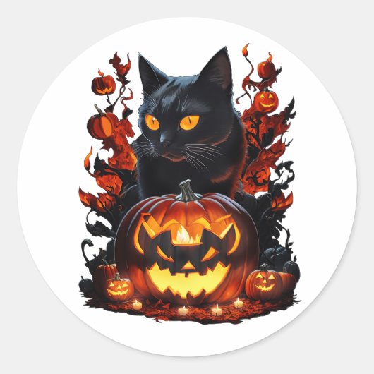 Hex, het Halloween zwarte kat T-shirt Ronde Sticker (Voorkant)