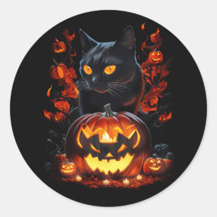 Hex, het Halloween zwarte kat T-shirt Ronde Sticker