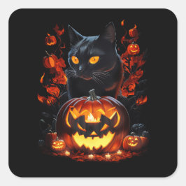 Hex, het Halloween zwarte kat T-shirt Vierkante Sticker