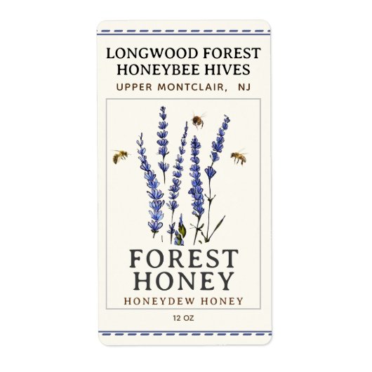 Hex Label Bijen en Lavendel HONEY Label (Voorkant)
