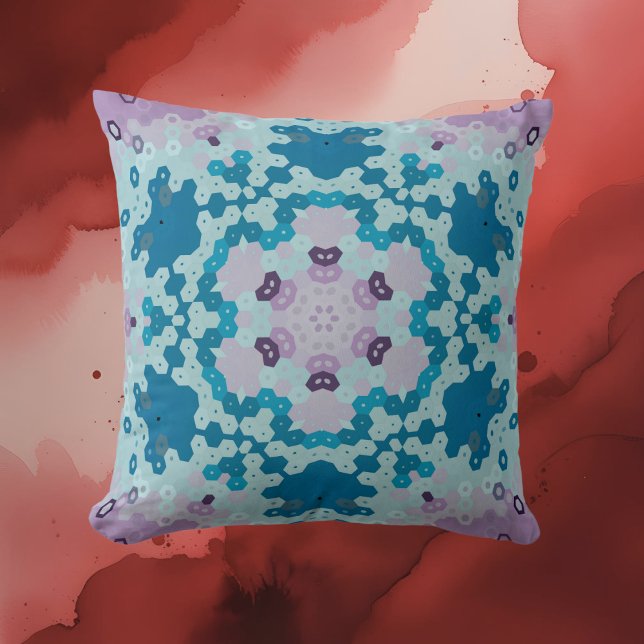Hex Mandala Blauw en Paarse Kussen (Creator heeft geüpload)