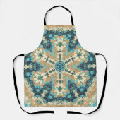 Hex Mandala Blauw en Sinaasappel Schort (Voorkant)