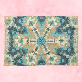 Hex Mandala Blauw en Sinaasappel Theedoek