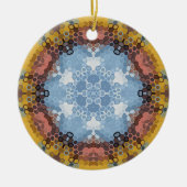 Hex Mandala blauw geel en roze Keramisch Ornament (Voorkant)