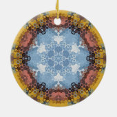 Hex Mandala blauw geel en roze Keramisch Ornament (Achterkant)