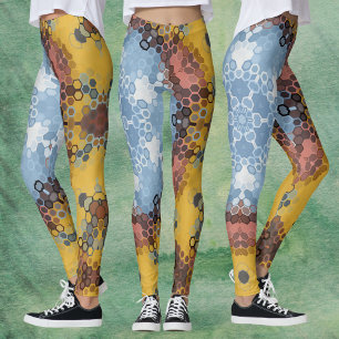 Hex Mandala blauw geel en roze Leggings