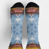 Hex Mandala blauw geel en roze Sokken (Top)