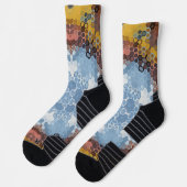 Hex Mandala blauw geel en roze Sokken (Links)