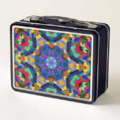 Hex Mandala Blauw Geel Rood en Groen (Achterkant)