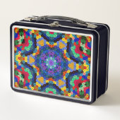 Hex Mandala Blauw Geel Rood en Groen (Voorkant)