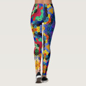 Hex Mandala Blauw Geel Rood en Groen Leggings (Achterkant)