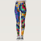 Hex Mandala Blauw Geel Rood en Groen Leggings (Voorkant)