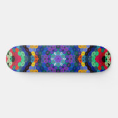 Hex Mandala Blauw Geel Rood en Groen Persoonlijk Skateboard (Horizontaal)