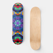 Hex Mandala Blauw Geel Rood en Groen Persoonlijk Skateboard (Voorkant)