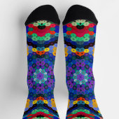 Hex Mandala Blauw Geel Rood en Groen Sokken (Top)
