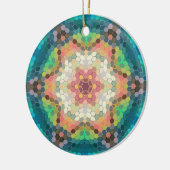 Hex Mandala blauw groen en roze Keramisch Ornament (Links)
