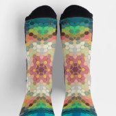 Hex Mandala blauw groen en roze Sokken (Top)