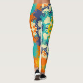 Hex Mandala blauw Sinaasappel en geel Leggings (Achterkant)