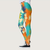 Hex Mandala blauw Sinaasappel en geel Leggings (Links)