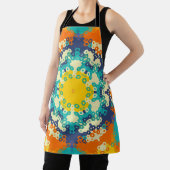 Hex Mandala blauw Sinaasappel en geel Schort (Insitu)