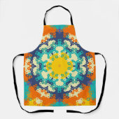 Hex Mandala blauw Sinaasappel en geel Schort (Voorkant)