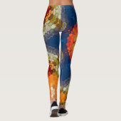 Hex Mandala blauw Sinaasappel en rood Leggings (Achterkant)