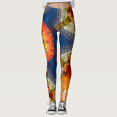 Hex Mandala blauw Sinaasappel en rood Leggings (Voorkant)
