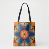 Hex Mandala blauw Sinaasappel en rood Tote Bag (Voorkant)