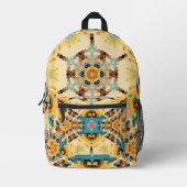 Hex Mandala geel en blauw Bedrukte Rugzak (Voorkant)
