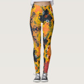 Hex Mandala Geel en Sinaasappel Leggings (Voorkant)