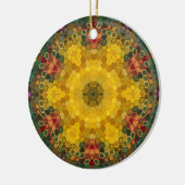 Hex Mandala Geel Groen en Sinaasappel Keramisch Ornament (Links)