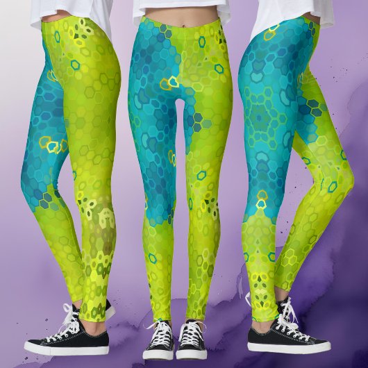 Hex Mandala groen en blauw Leggings