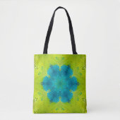Hex Mandala groen en blauw Tote Bag (Voorkant)