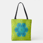 Hex Mandala groen en blauw Tote Bag (Achterkant)