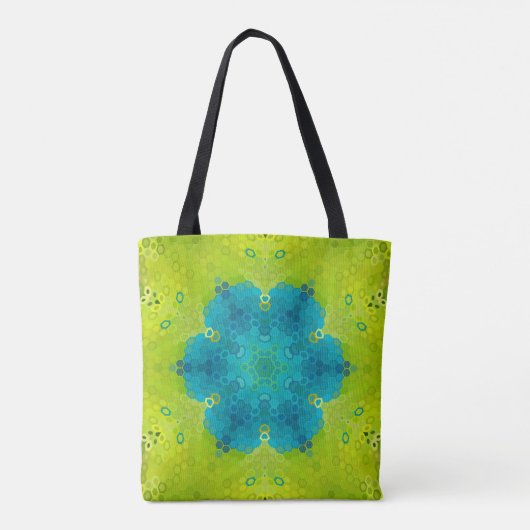 Hex Mandala groen en blauw Tote Bag (Achterkant)