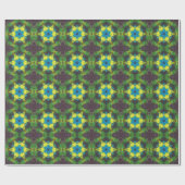 Hex Mandala groen geel en blauw Cadeaupapier (Vlak)