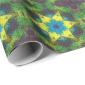 Hex Mandala groen geel en blauw Cadeaupapier (Rol Hoek)