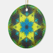 Hex Mandala groen geel en blauw Keramisch Ornament (Links)