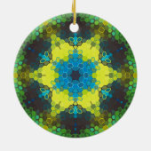 Hex Mandala groen geel en blauw Keramisch Ornament (Achterkant)