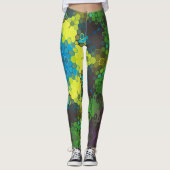 Hex Mandala groen geel en blauw Leggings (Voorkant)
