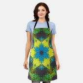 Hex Mandala groen geel en blauw Schort (Gedragen)